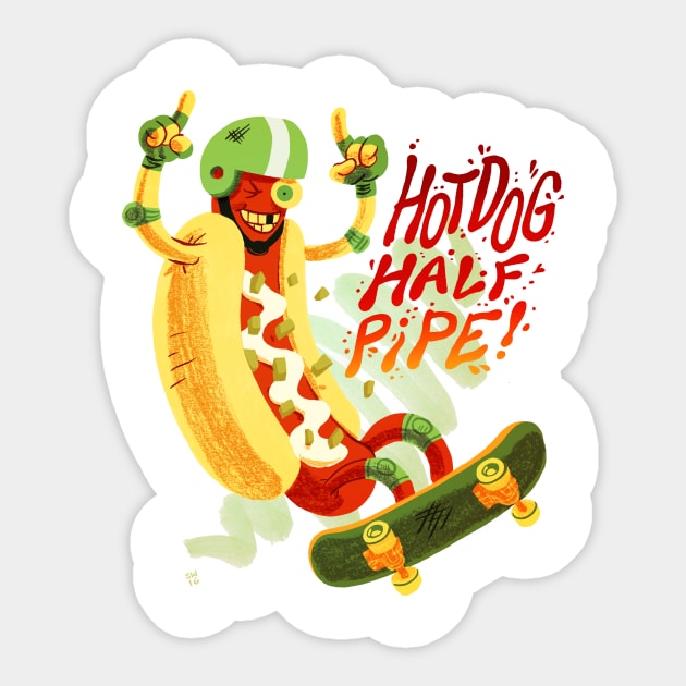 Hot Dog Halfpipe Sticker by washburnillustration